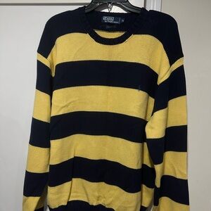 Ralph Lauren Men's Sweater in Yellow and Navy Stripes
